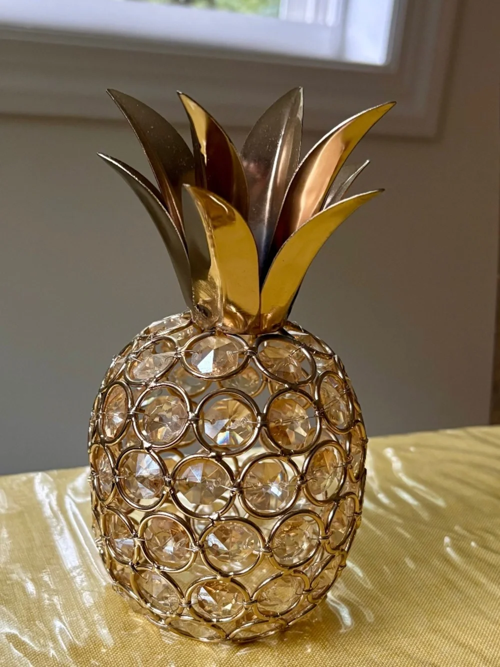Pier 1 Gold Crystal and Metal Pineapple